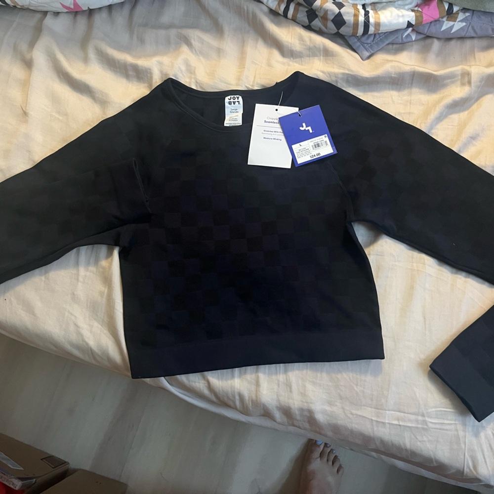 Black Checkered crop work out top and shorts